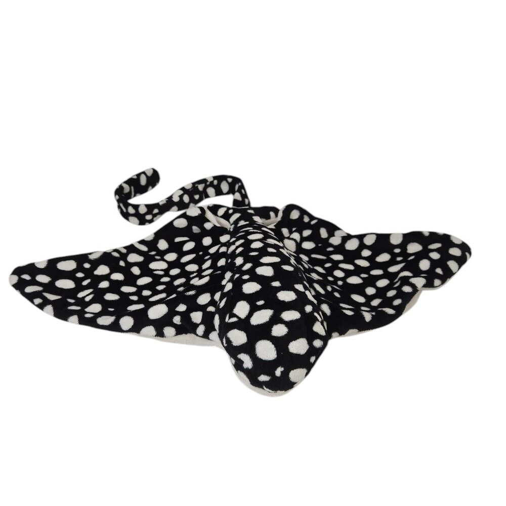 Black & White Stingray Plush Toy - 12 Inches - Soft & Cute - Good Condition